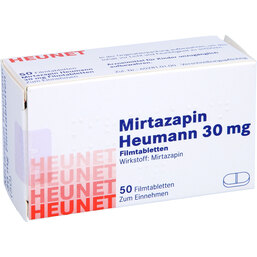 Abbildung: Mirtazapin Heumann 30 mg Filmtabletten Heunet 50 St, Filmtabletten PZN 05890524