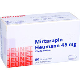 Abbildung: Mirtazapin Heumann 45 mg Filmtabletten Heunet 50 St, Filmtabletten PZN 05890553