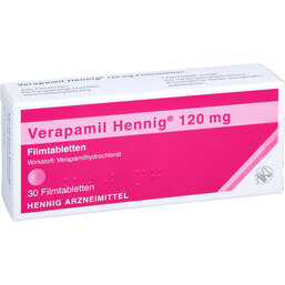 Abbildung: Verapamil Hennig 120 mg Filmtabletten 30 St, Filmtabletten PZN 05891179