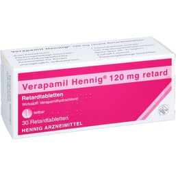 Abbildung: Verapamil Hennig 120 mg retard Tabletten 30 St, Retard-Tabletten PZN 05891191