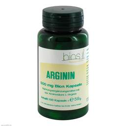 Abbildung: Arginin 500 mg Bios Kapseln 100 St, Kapseln PZN 05897331