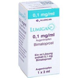 Abbildung: Lumigan 0,1 mg / ml Augentropfen 3 ml, Augentropfen PZN 05900524