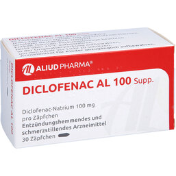 Abbildung: Diclofenac AL 100 Suppositorien 30 St, Suppositorien PZN 05904835