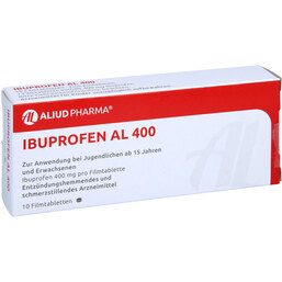 Abbildung: Ibuprofen AL 400 Filmtabletten 10 St, Filmtabletten PZN 05904918