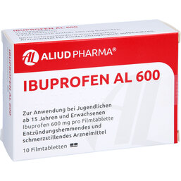 Abbildung: Ibuprofen AL 600 Filmtabletten 10 St, Filmtabletten PZN 05904924