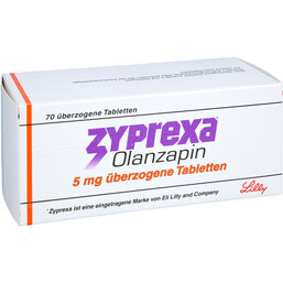 Abbildung: Zyprexa 5 mg überzogene Tabletten 70 St, Überzogene Tabletten PZN 05916689