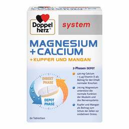 Abbildung: Doppelherz system Magnesium+Calcium+Kupfer und Mangan Tabletten Tabletten, 60 St PZN 05918470