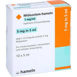 Abbildung: Midazolam hameln 1 mg / ml Injektionslösung Ampullen 10X5 ml, Ampullen PZN 05918501