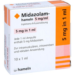 Abbildung: Midazolam hameln 5 mg / ml Injektionslösung Ampullen 10X1 ml, Ampullen PZN 05918518