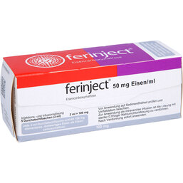 Abbildung: Ferinject 50 mg Eisen / ml Injektions- / Infusionslösung 5X2 ml, Injektions- und Infusionsdispersion PZN 05947891