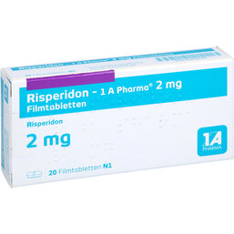 Abbildung: Risperidon 1A Pharma 2 mg Filmtabletten 20 St, Filmtabletten PZN 05956996