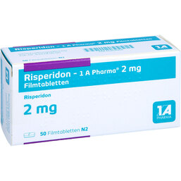 Abbildung: Risperidon 1A Pharma 2 mg Filmtabletten 50 St, Filmtabletten PZN 05957004