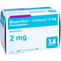 Abbildung: Risperidon 1A Pharma 2 mg Filmtabletten 100 St, Filmtabletten PZN 05957010