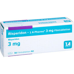Abbildung: Risperidon 1A Pharma 3 mg Filmtabletten 50 St, Filmtabletten PZN 05957056