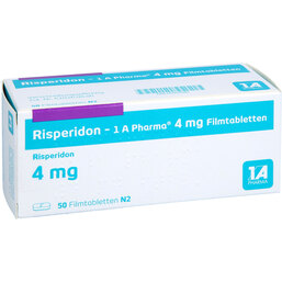Abbildung: Risperidon 1A Pharma 4 mg Filmtabletten 50 St, Filmtabletten PZN 05957085