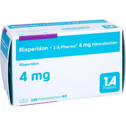 Abbildung: Risperidon 1A Pharma 4 mg Filmtabletten 100 St, Filmtabletten PZN 05957091