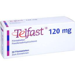 Abbildung: Telfast 120 mg Filmtabletten 50 St, Filmtabletten PZN 05958127