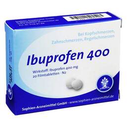 Abbildung: Ibuprofen Sophien 400 Filmtabletten Filmtabletten, 20 St PZN 05960176