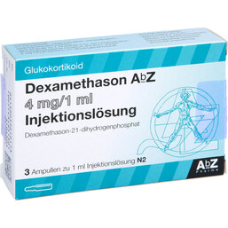 Abbildung: Dexamethason AbZ 4 mg / 1 ml Injektionslösung Ampullen 3 St, Ampullen PZN 05961017