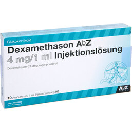 Abbildung: Dexamethason AbZ 4 mg / 1 ml Injektionslösung Ampullen 10 St, Ampullen PZN 05961023
