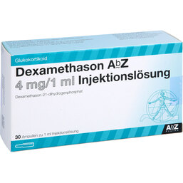 Abbildung: Dexamethason AbZ 4 mg / 1 ml Injektionslösung Ampullen 30 St, Ampullen PZN 05961046