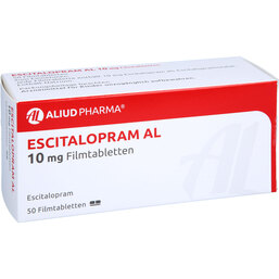 Abbildung: Escitalopram AL 10 mg Filmtabletten 50 St, Filmtabletten PZN 05984550