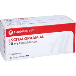 Abbildung: Escitalopram AL 20 mg Filmtabletten 100 St, Filmtabletten PZN 05984633