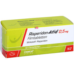 Abbildung: Risperidon Atid 0,5 mg Filmtabletten 50 St, Filmtabletten PZN 05988921