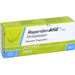 Abbildung: Risperidon Atid 1 mg Filmtabletten 20 St, Filmtabletten PZN 05988938
