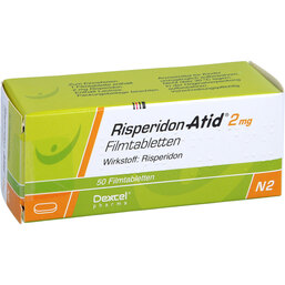Abbildung: Risperidon Atid 2 mg Filmtabletten 50 St, Filmtabletten PZN 05988973