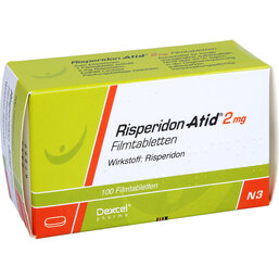 Abbildung: Risperidon Atid 2 mg Filmtabletten 100 St, Filmtabletten PZN 05988996