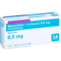 Abbildung: Risperidon 1A Pharma 0,5 mg Filmtabletten 50 St, Filmtabletten PZN 05992532