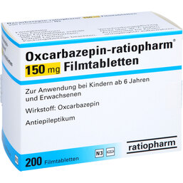 Abbildung: Oxcarbazepin ratiopharm 150 mg Filmtabletten 200 St, Filmtabletten PZN 06055195