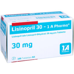 Abbildung: Lisinopril 30 1A Pharma Tabletten 100 St, Tabletten PZN 06059678