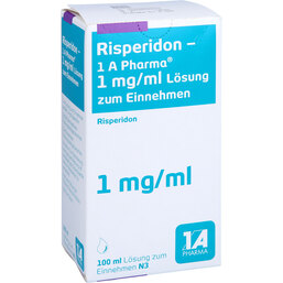 Abbildung: Risperidon 1A Pharma 1 mg / ml Lösung zum Einnehmen 100 ml, Lösung zum Einnehmen PZN 06063295