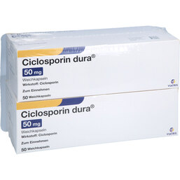 Abbildung: Ciclosporin dura 50 mg Weichkapseln 100 St, Weichkapseln PZN 06064521