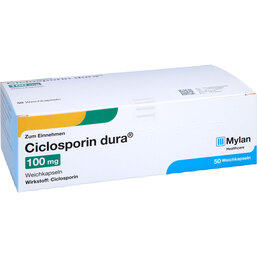 Abbildung: Ciclosporin dura 100 mg Weichkapseln 50 St, Weichkapseln PZN 06064538