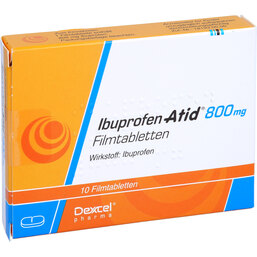 Abbildung: Ibuprofen Atid 800 mg Filmtabletten 10 St, Filmtabletten PZN 06068045