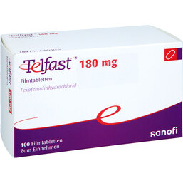 Abbildung: Telfast 180 mg Filmtabletten 100 St, Filmtabletten PZN 06077469