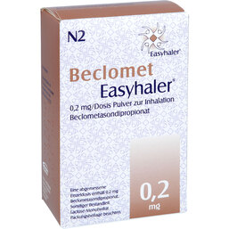Abbildung: Beclomet Easyhaler 0,2 mg 200 Hub Inhalationspulv. 1 St, Inhalationspulver PZN 06101802