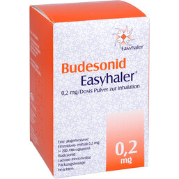 Abbildung: Budesonid Easyhaler 0,2 mg 200 Hub Inhalationspulver 2 St, Inhalationspulver PZN 06101877