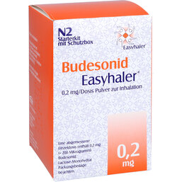 Abbildung: Budesonid Easyhaler 0,2 mg 200 Hub Starterkit 1 St, Inhalationspulver PZN 06101908