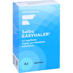 Abbildung: Salbu Easyhaler 0,1 mg 200 Hub Inhalationspulver 1 St, Inhalationspulver PZN 06102003