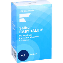 Abbildung: Salbu Easyhaler 0,2 mg 200 Hub Inhalationspulver 1 St, Inhalationspulver PZN 06102109