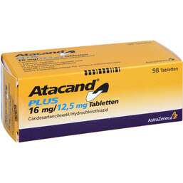 Abbildung: Atacand plus 16 / 12,5 mg Tabletten 98 St, Tabletten PZN 06102428
