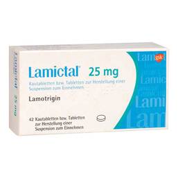 Abbildung: Lamictal 25 Tabletten 42 St, Tablette zur Herstellung einer Suspension zum Einnehmen PZN 06108342