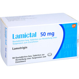Abbildung: Lamictal 50 Tabletten 98 St, Tablette zur Herstellung einer Suspension zum Einnehmen PZN 06108394