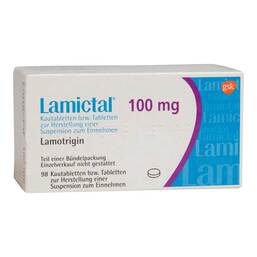 Abbildung: Lamictal 100 Tabletten 2X98 St, Tablette zur Herstellung einer Suspension zum Einnehmen PZN 06108460