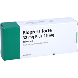 Abbildung: Blopress forte 32 mg plus 25 mg Tabletten 98 St, Tabletten PZN 06109040