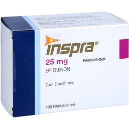 Abbildung: Inspra 25 mg Filmtabletten 100 St, Filmtabletten PZN 06111321